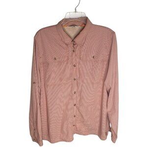 Orvis LS Fishing Outdoor Shirt Mens XL Red White Checkered Angler Fit Breathable